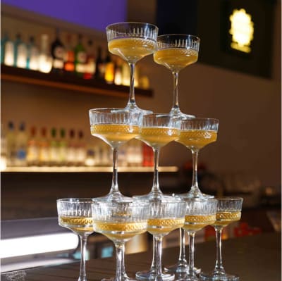 A champagne coupe tower