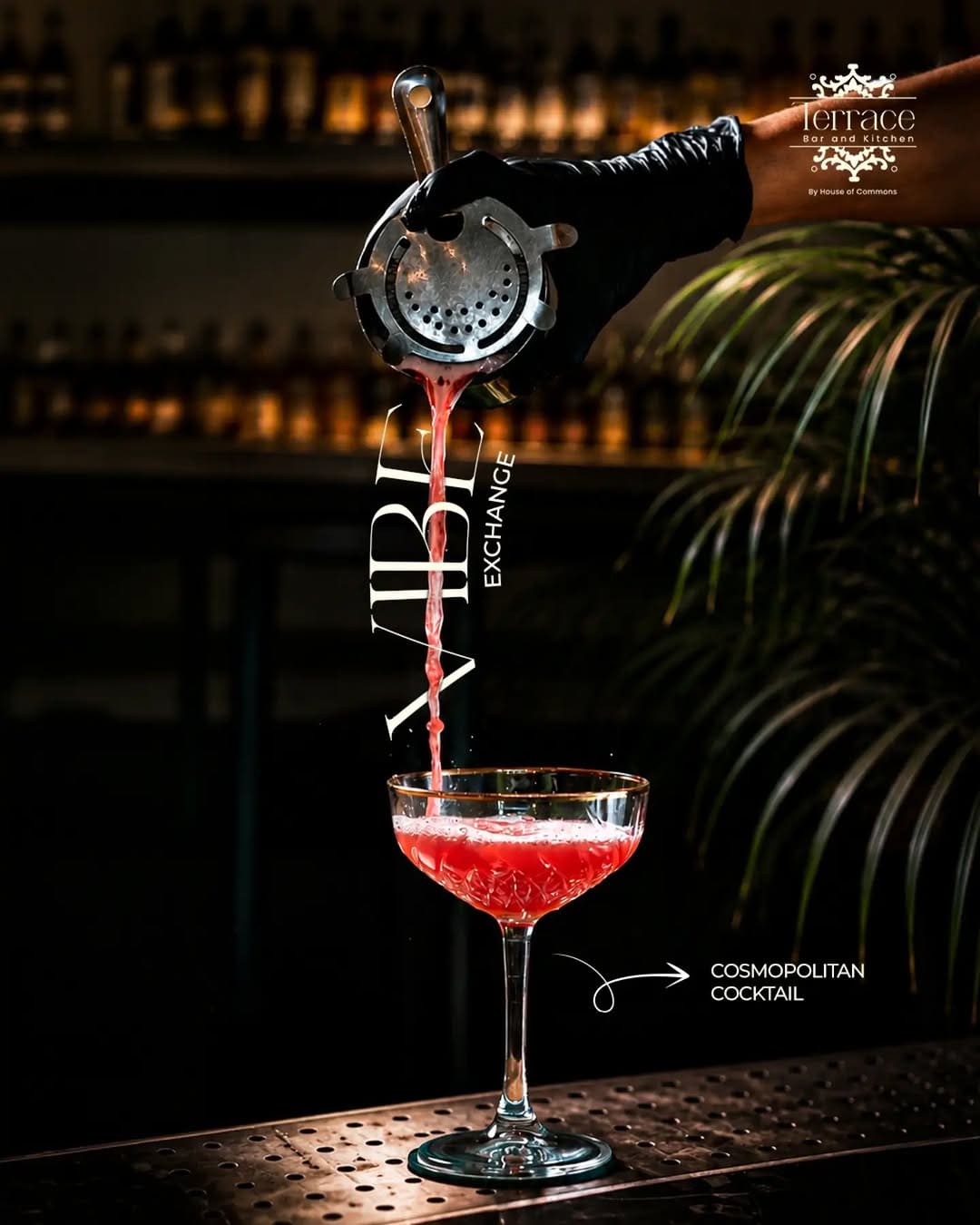 A cosmopolitan being strained into a coupe