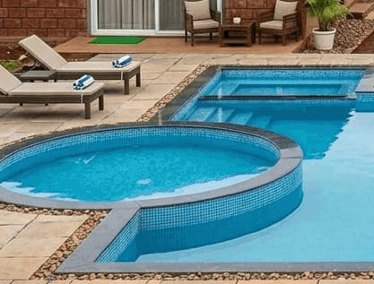 Loungers beside the kids' pool