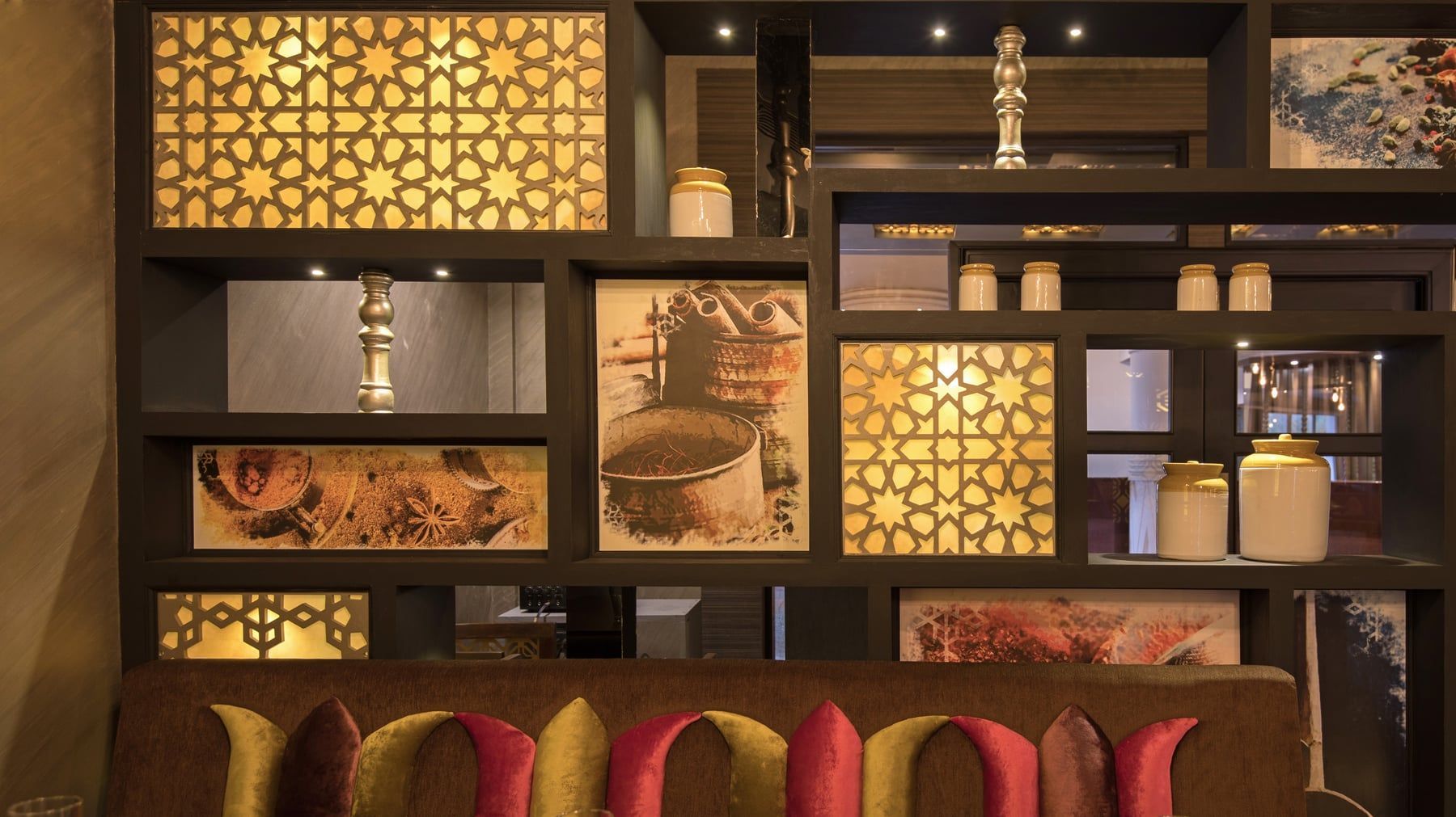 The Masala Room's lantern-lit interior