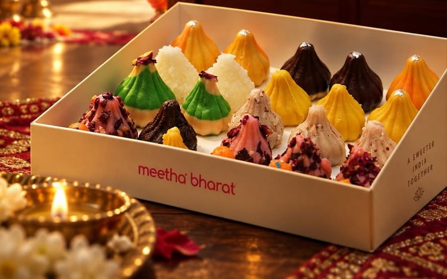 A Meetha Bharat box of colourful festive modaks