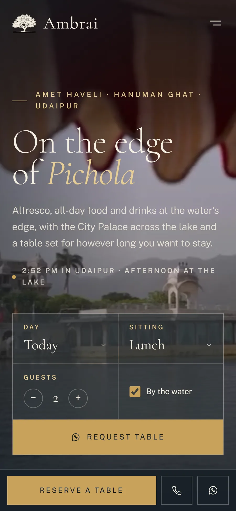 Ambrai website on mobile