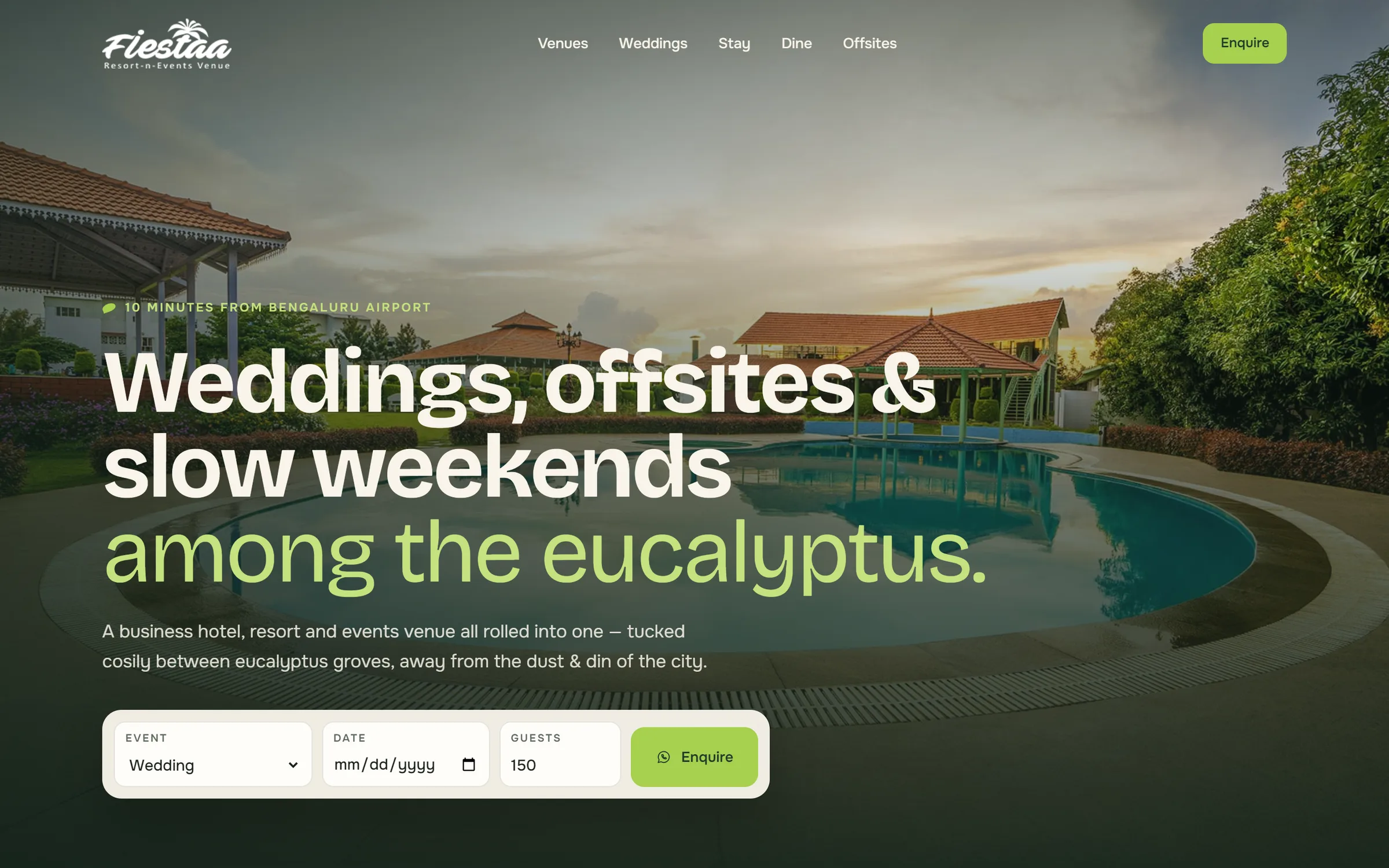 Fiestaa Resort website on desktop