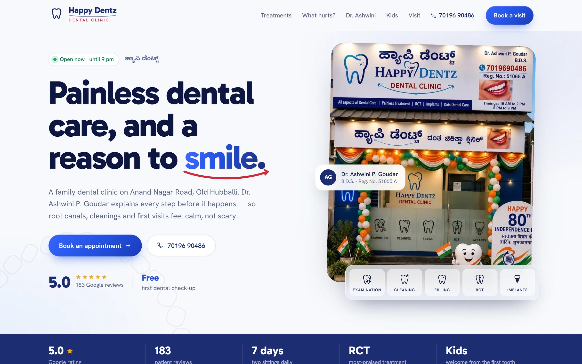 Happy Dentz Dental Clinic website on desktop
