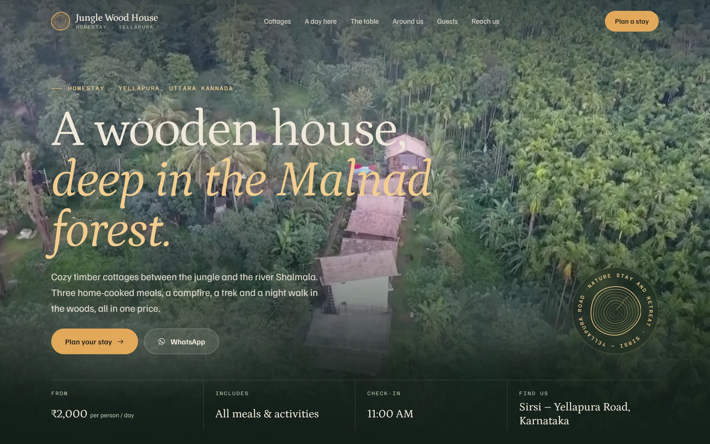 Jungle Wood House website on desktop