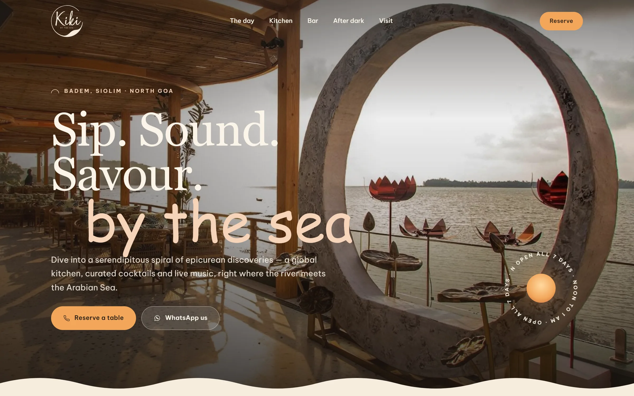 Kiki by the Sea website on desktop