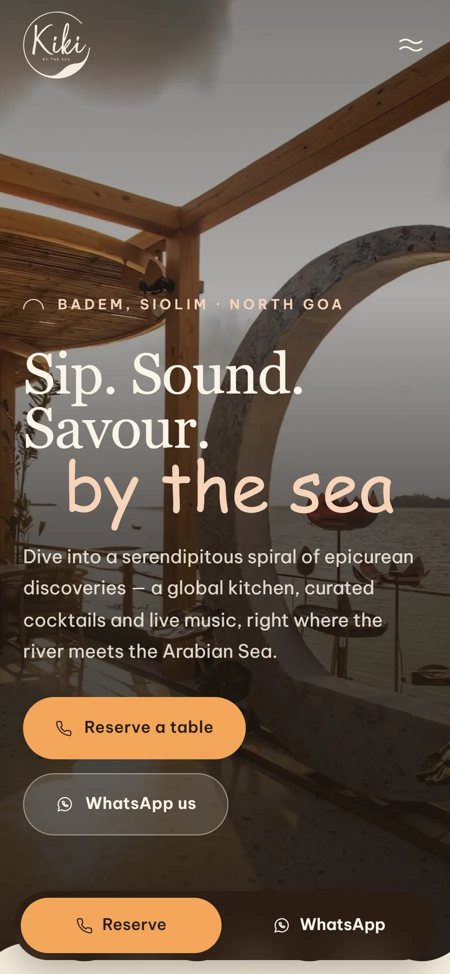 Kiki by the Sea website on mobile