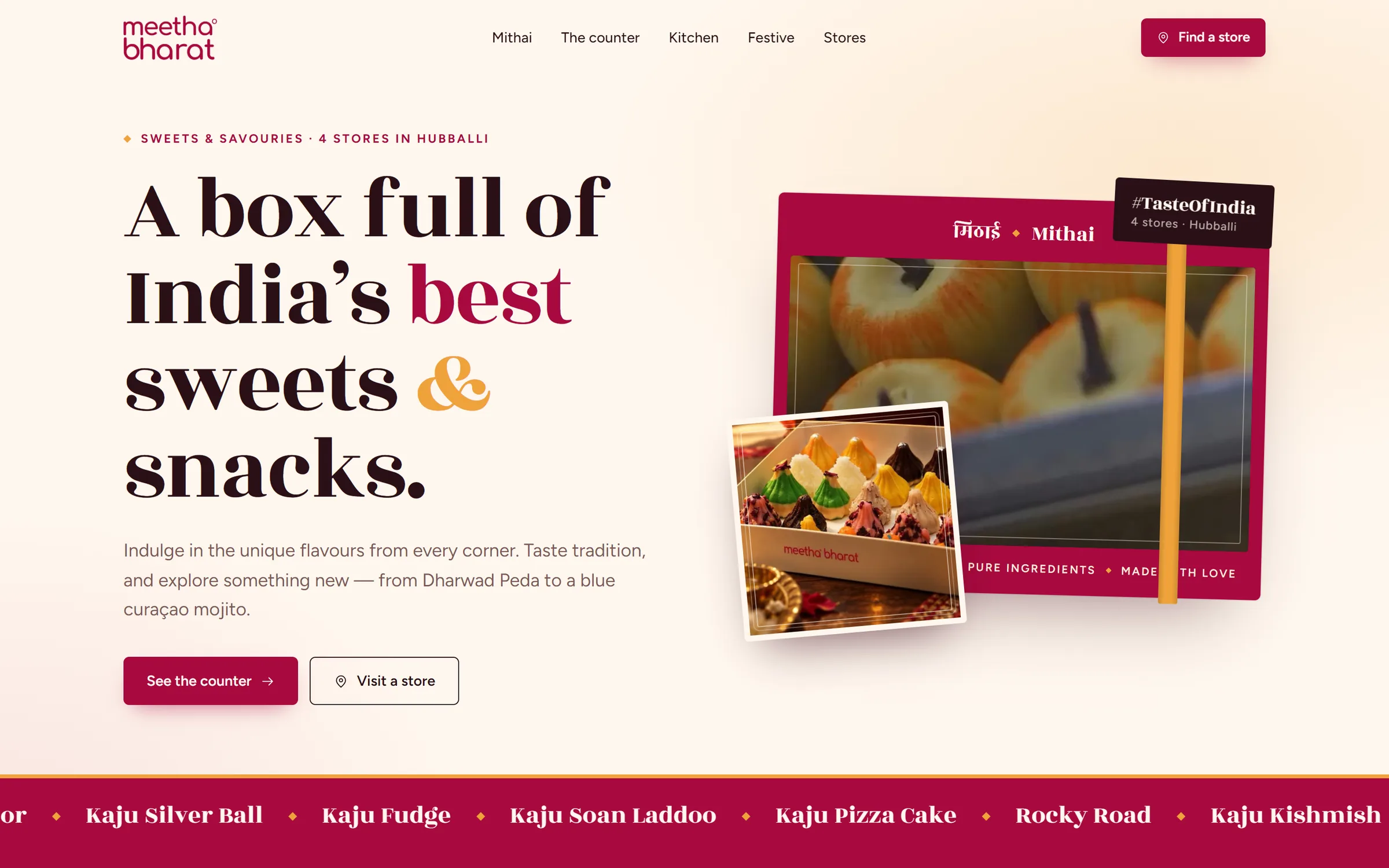 Meetha Bharat website on desktop