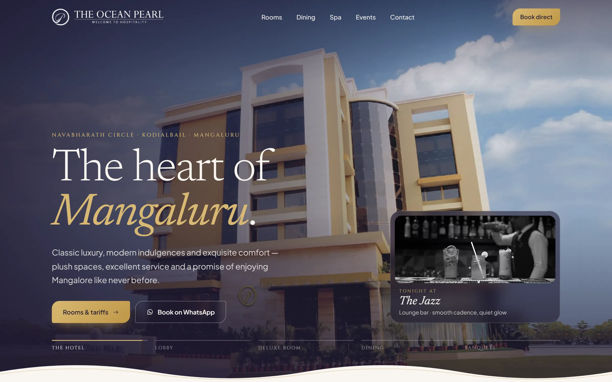 The Ocean Pearl website on desktop
