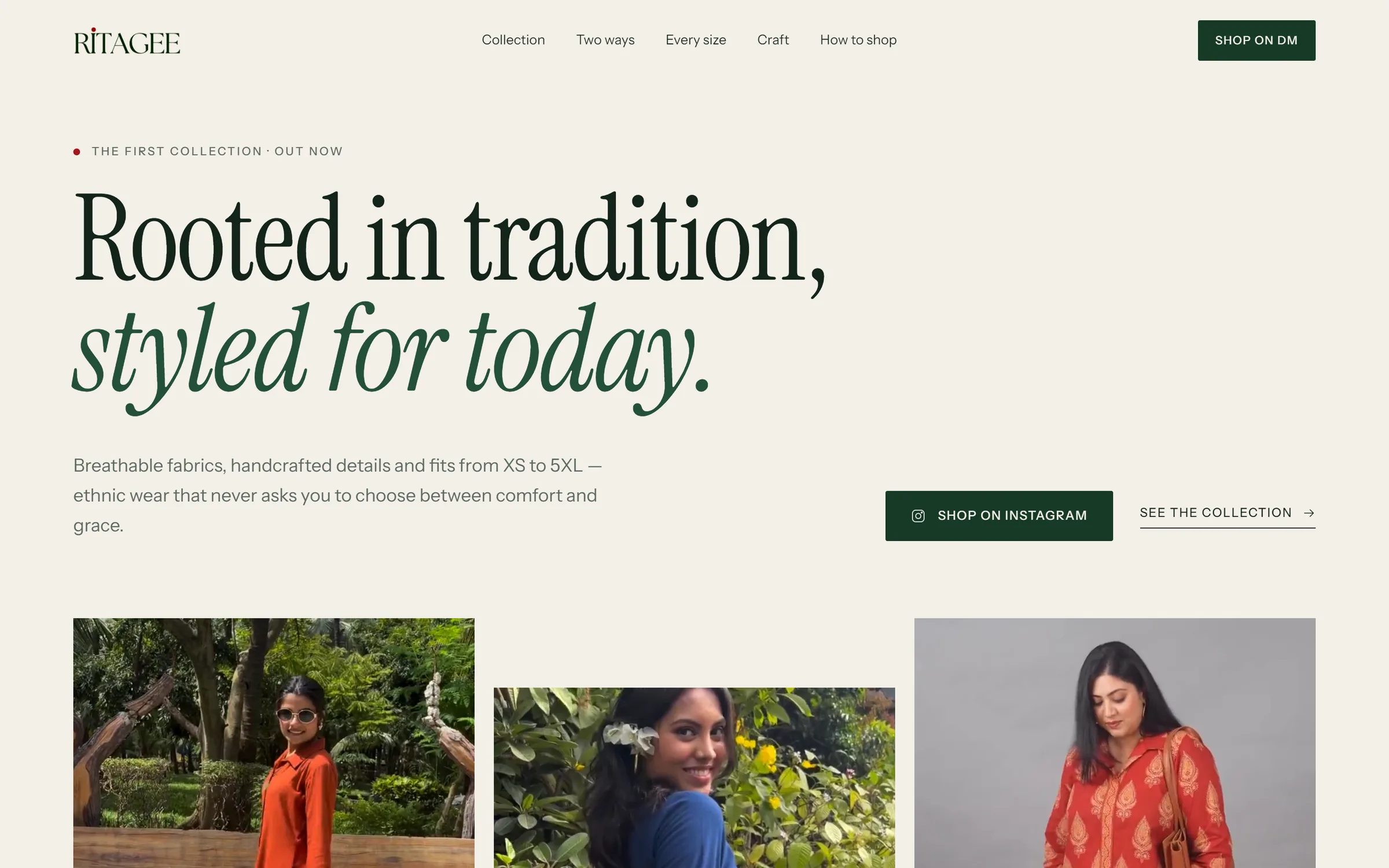 Ritagee website on desktop