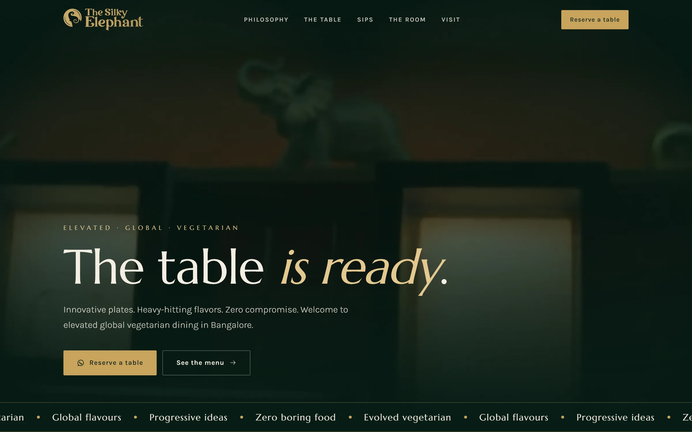 The Silky Elephant website on desktop