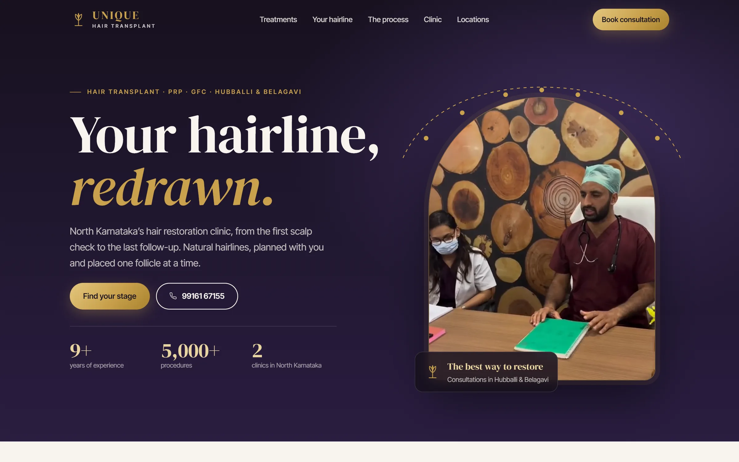 Unique Hair Transplant website on desktop